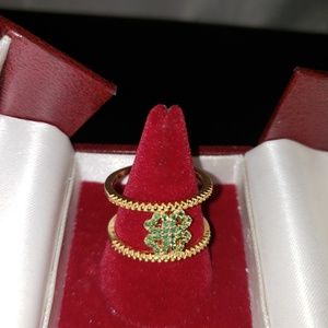 Jewelscent sz 8 4 leaf clover ring gold tone band